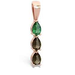 Lab Emerald Dew Drops 14K Rose Gold pendant P2251