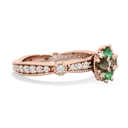 Lab Emerald Sparkling Tiara Cluster 14K Rose Gold ring R26293RD