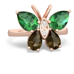 Lab Emerald Butterfly 14K Rose Gold ring R2215