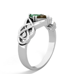 Lab Emerald Keepsake Celtic Knot 14K White Gold ring R5300