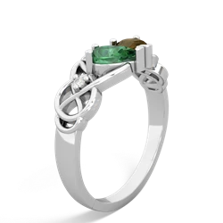 Lab Emerald 'One Heart' Celtic Knot Claddagh 14K White Gold ring R5322