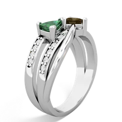 Lab Emerald Bowtie 14K White Gold ring R2360