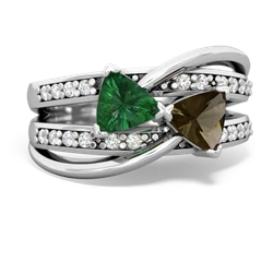 Lab Emerald Bowtie 14K White Gold ring R2360