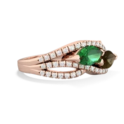 Lab Emerald Diamond Rivers 14K Rose Gold ring R3070