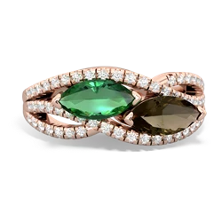 Lab Emerald Diamond Rivers 14K Rose Gold ring R3070