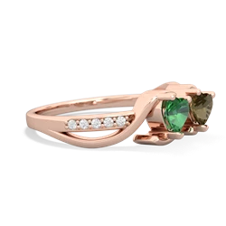 Lab Emerald Side By Side 14K Rose Gold ring R3090