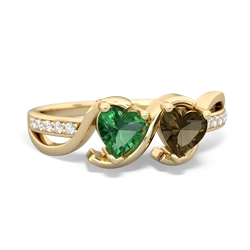 Lab Emerald Side By Side 14K Yellow Gold ring R3090