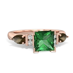 Lab Emerald 6Mm Princess Eternal Embrace Engagement 14K Rose Gold ring C2002