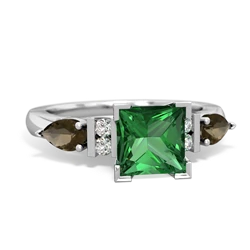 Lab Emerald 6Mm Princess Eternal Embrace Engagement 14K White Gold ring C2002