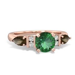 Lab Emerald 6Mm Round Eternal Embrace Engagement 14K Rose Gold ring R2005