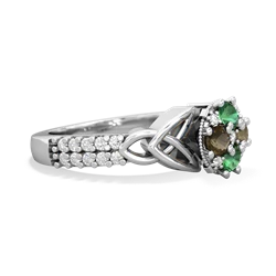 Lab Emerald Celtic Knot Cluster Engagement 14K White Gold ring R26443RD