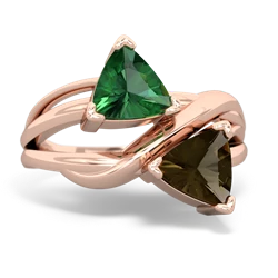 Lab Emerald Split Band Swirl 14K Rose Gold ring R2341