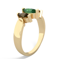 Lab Emerald Three Peeks 14K Yellow Gold ring R2433