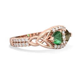 Lab Emerald Sparkling Celtic Knot 14K Rose Gold ring R2645