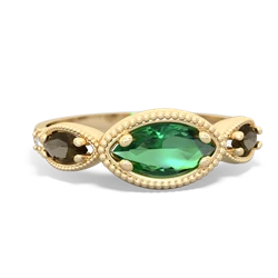 Lab Emerald Milgrain Marquise 14K Yellow Gold ring R5700