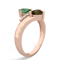 Lab Emerald Heart To Heart 14K Rose Gold ring R2064