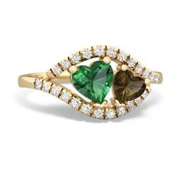 Lab Emerald Mother And Child 14K Yellow Gold ring R3010