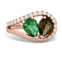 Lab Emerald Nestled Heart Keepsake 14K Rose Gold ring R5650