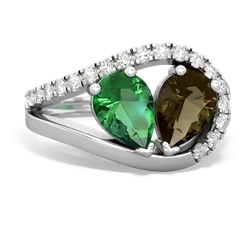 Lab Emerald Nestled Heart Keepsake 14K White Gold ring R5650