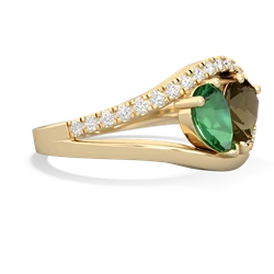 Lab Emerald Nestled Heart Keepsake 14K Yellow Gold ring R5650