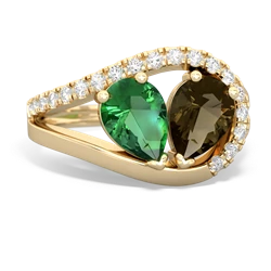 Lab Emerald Nestled Heart Keepsake 14K Yellow Gold ring R5650