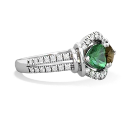 Lab Emerald Art-Deco Keepsake 14K White Gold ring R5630