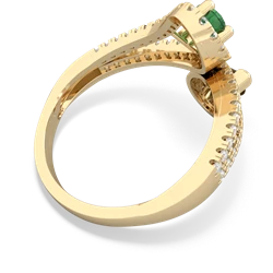 Lab Emerald Diamond Dazzler 14K Yellow Gold ring R3000