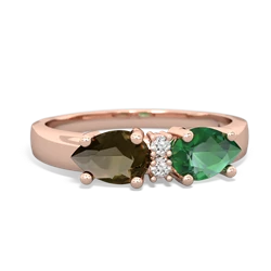 Lab Emerald Pear Bowtie 14K Rose Gold ring R0865