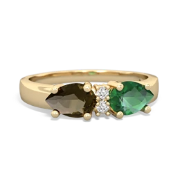 Lab Emerald Pear Bowtie 14K Yellow Gold ring R0865