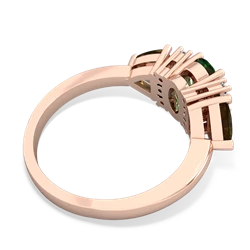 Lab Emerald Antique Style Three Stone 14K Rose Gold ring R2186