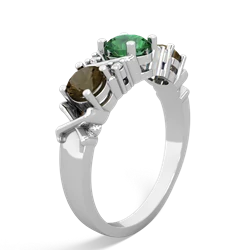 Lab Emerald Hugs And Kisses 14K White Gold ring R5016