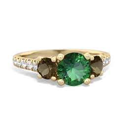 Lab Emerald Pave Trellis 14K Yellow Gold ring R5500