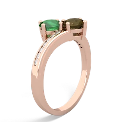 Lab Emerald Channel Set Two Stone 14K Rose Gold ring R5303