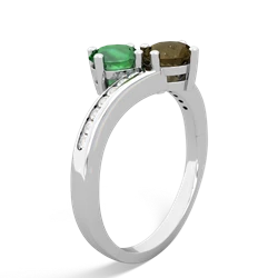 Lab Emerald Channel Set Two Stone 14K White Gold ring R5303