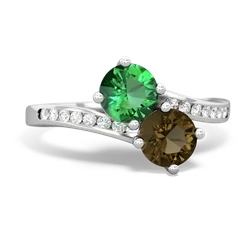 Lab Emerald Channel Set Two Stone 14K White Gold ring R5303