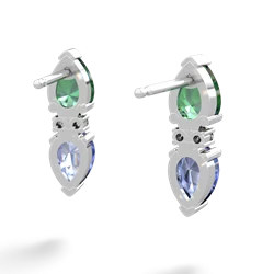 Lab Emerald Bowtie Drop 14K White Gold earrings E0865