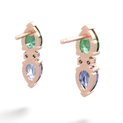 Lab Emerald Bowtie Drop 14K Rose Gold earrings E0865