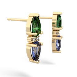 Lab Emerald Bowtie Drop 14K Yellow Gold earrings E0865