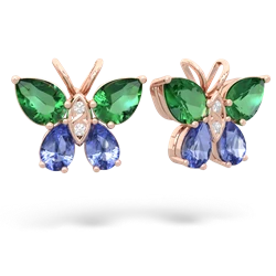 Lab Emerald Butterfly 14K Rose Gold earrings E2215