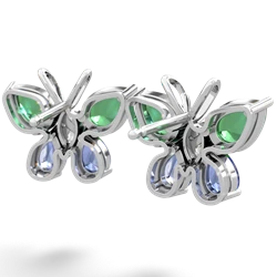 Lab Emerald Butterfly 14K White Gold earrings E2215