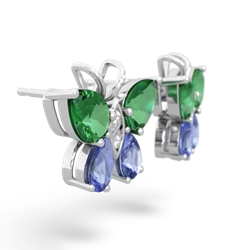 Lab Emerald Butterfly 14K White Gold earrings E2215