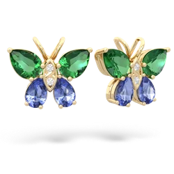 Lab Emerald Butterfly 14K Yellow Gold earrings E2215