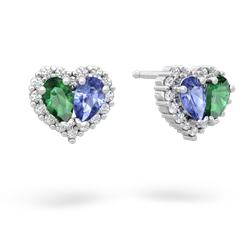 Lab Emerald Halo 14K White Gold earrings E7008