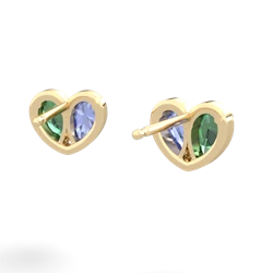 Lab Emerald 'Our Heart' 14K Yellow Gold earrings E5072