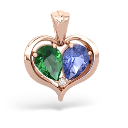 Lab Emerald Two Become One 14K Rose Gold pendant P5330