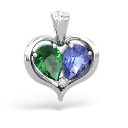 Lab Emerald Two Become One 14K White Gold pendant P5330