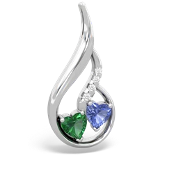 Lab Emerald Keepsake Curves 14K White Gold pendant P5450