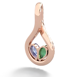 Lab Emerald Pave Twist 'One Heart' 14K Rose Gold pendant P5360