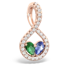 Lab Emerald Pave Twist 'One Heart' 14K Rose Gold pendant P5360