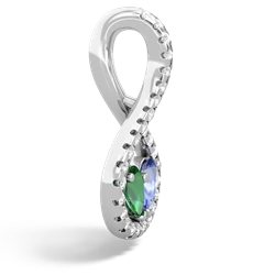 Lab Emerald Pave Twist 'One Heart' 14K White Gold pendant P5360